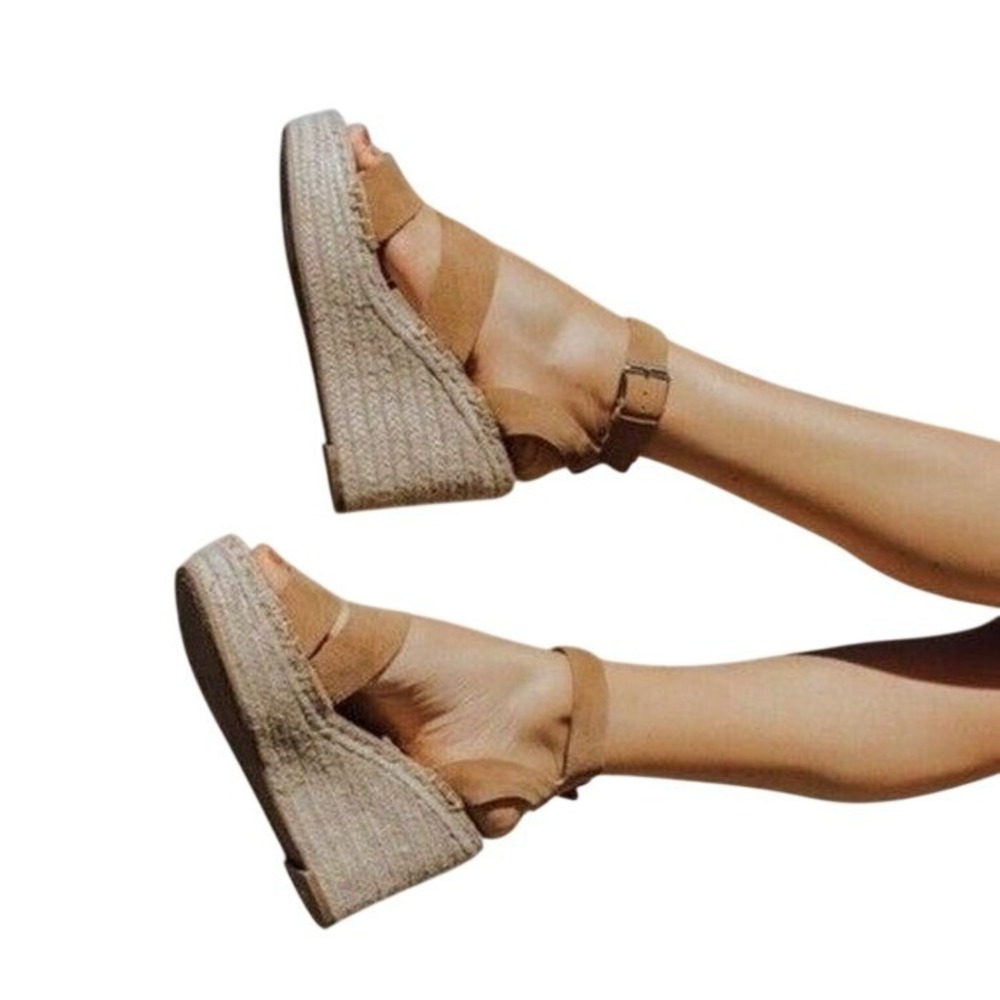 Dolce Vita Shayla Wedge Sandal 9M Brown Suede Espadrille‎ Platform Boho Summer